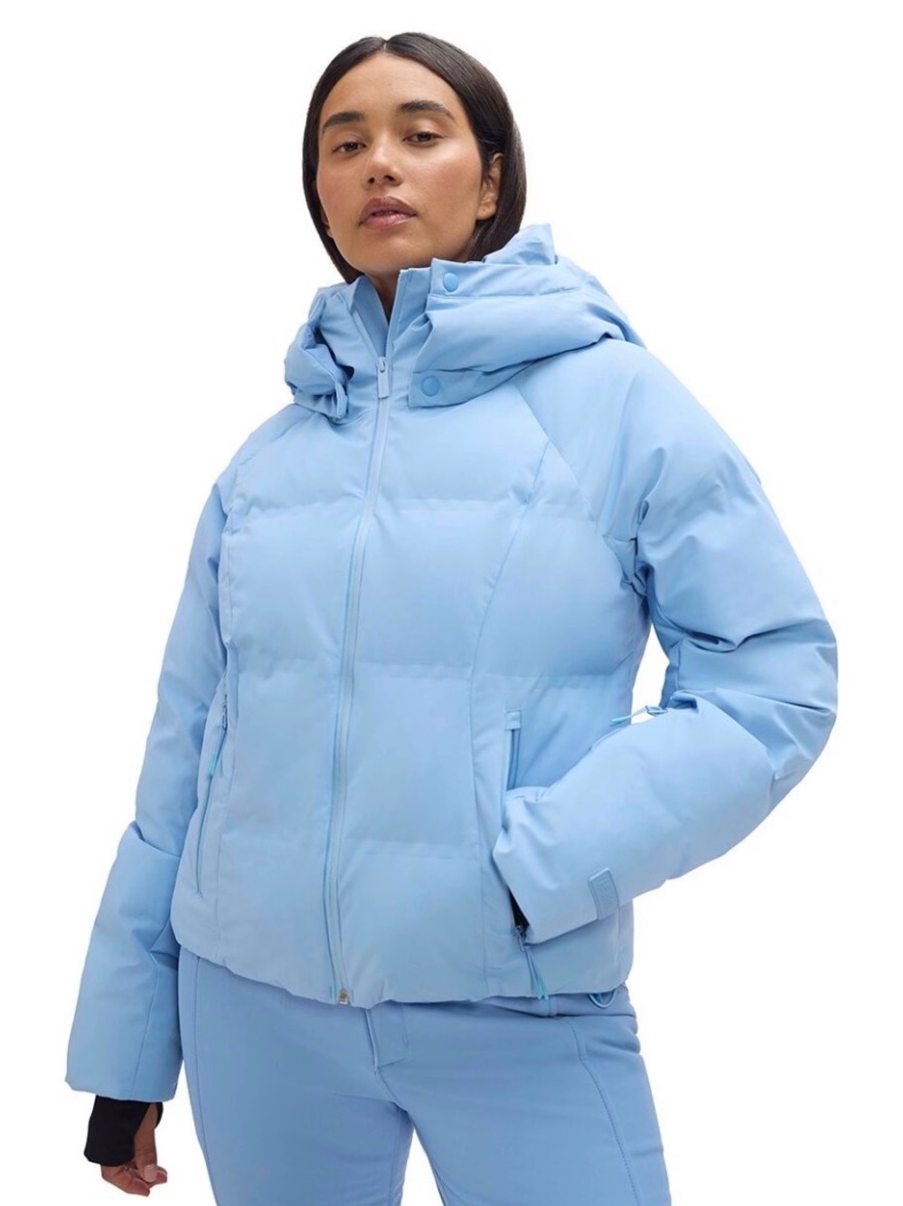 Women's Light Blue Hooded Puffer Jacket